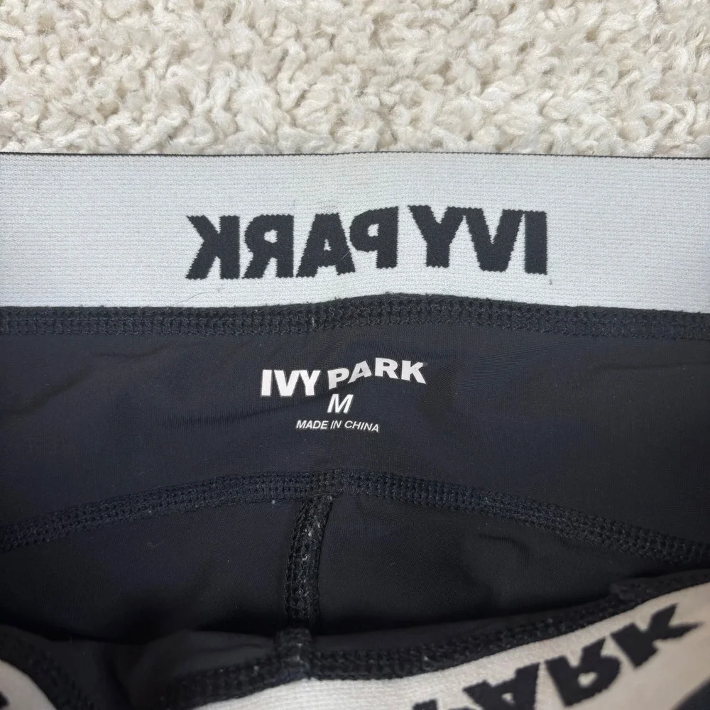 Ivy Park Leggings Womens Size M Black Logo Waistband Activewear 29L13JBLK